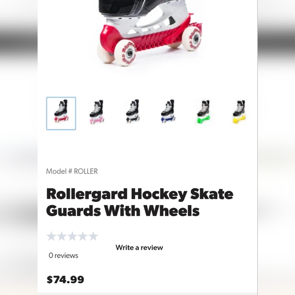 Rollergard Hockey Skate Guards With Wheels Red short Length little kids Age 4-11 - Picture 2 of 6